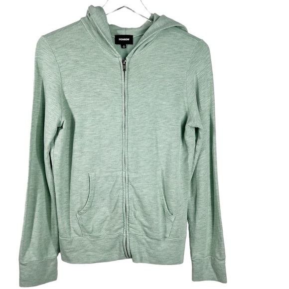 MONROW Green Super Soft Lightweight Hooded Full Zip long sleeve top Small - Picture 2 of 8